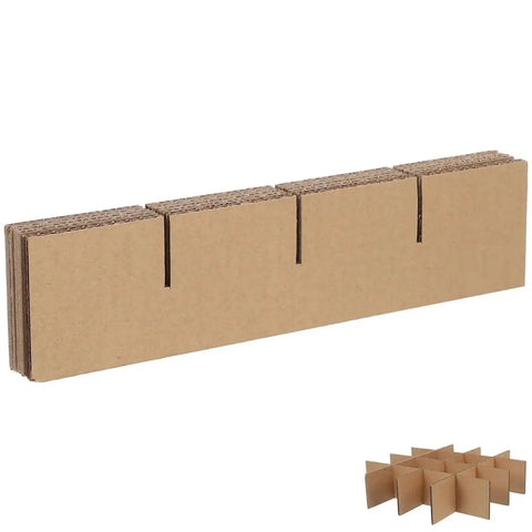 10 Pack Small Size Shipping Carton Dividers With Interlocking Compartments For Gift Boxes And Craft Organization Storage And Packing Supplies Easy Snap Together Keeps Stuff Separated And Neat shown in two formations.