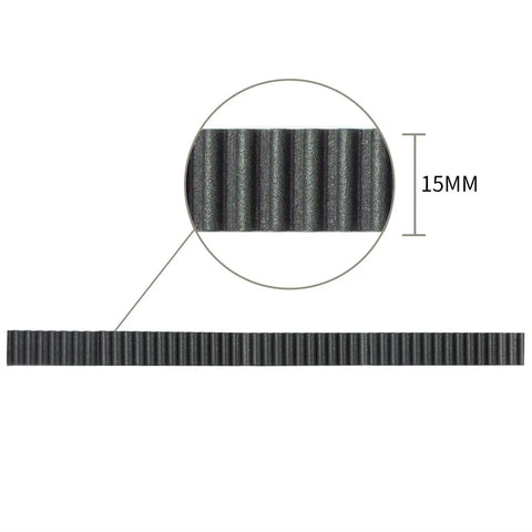 5M GT2 Timing Belt Kit For 3D Printers With 15mm wide rubber belt close-up showing precise grooves for linear motion