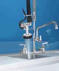 Pro Grade Pre Rinse Spray Valve Head For Commercial Kitchen Sinks High Pressure Dish Sprayer Nozzle mounted on a faucet