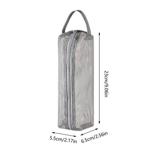 Gray Travel Toiletry Bag With Ventilated Mesh Storage Ultra Portable Road Trip Ready All In One Personal Kit For Holiday Transit
