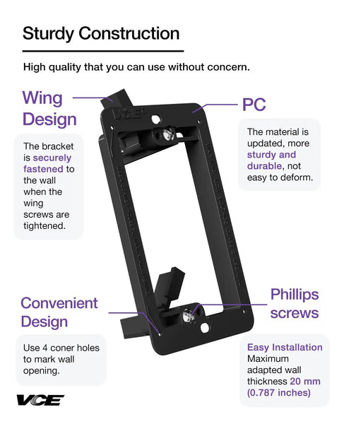 Low Voltage Mounting Bracket Single Gang Wall Plate Flush In Wall Box For Network HDMI Coaxial Speaker And Telephone Cables Black 5 Pack Easy Install Durable Quick Mount Design For Neat Setup