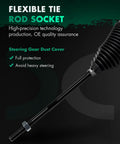 Close-up of flexible tie rod socket with rubber boot and metal threading for steering assembly use