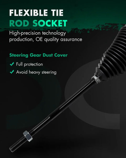 Close-up of flexible tie rod socket with rubber boot and metal threading for steering assembly use