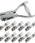 Hand Held Slot Punch Tool Kit With 10 Metal Badge Clips And PVC Straps for PVC ID Cards, Card Holders, Lanyards, Credentials