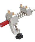 Compact Table Vise With Clamp Base For Tiny Workspaces, Center Screw Control, Guide Track, And Tabletop Part Holder For Close Detail Jobs On Your Busy Bench, metal clamp-on vise