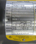 Label on VN3537 Industrial Motor with specs including 2.1 amps, Class B insulation, design B for heavy-duty equipment.