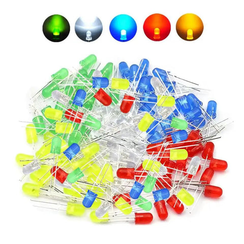 Assorted LEDs from 1410-Piece Electronics Component Kit With Metal Film Resistors, LED Diodes, Common Diodes, Electrolytic And Ceramic Capacitors