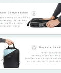 Ultralight Six Piece Compression Packing Cubes Set For Travel Organizer Luggage And Backpack Durable 70D Black Fabric with Zipper