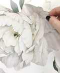 Applying Easy Peel And Stick Black And White Peony Watercolor Wall Decal for Bedroom and Living Room Botanical Wall Art