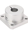 Square flange linear bearing, silver metal, 12mm bore, four mounting holes