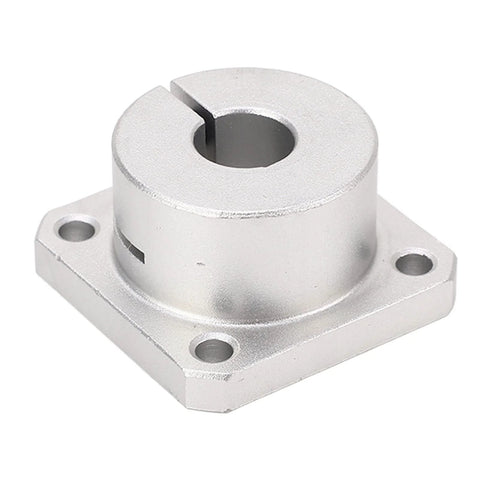 Square flange linear bearing, silver metal, 12mm bore, four mounting holes