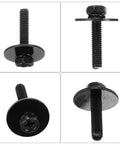 100 Piece M4 Black Drum Set Screws With Washers For Snare And Tom Mounts Replacement Hardware Non Slip Textured Grip Easy Install Durable Metal Nuts And Bolts For Drum Lugs, black screw with washer close-up