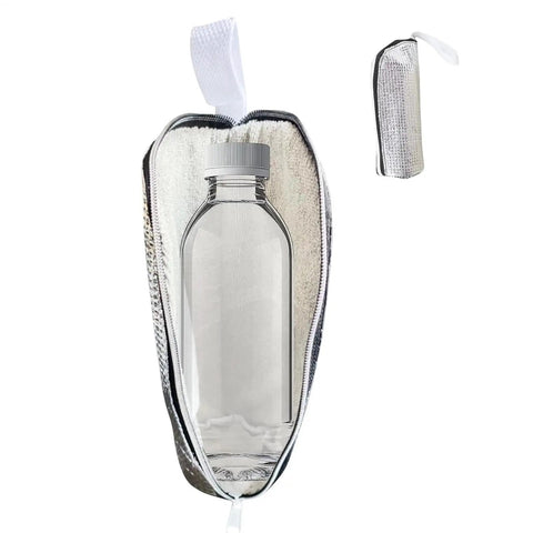 Insulated Bottle Cooler Bag and Thermal Tote with Triple Layer Insulation to Keep Your Morning Sips Frosty or Steaming Hot for Hours while Blocking Moisture and Drip Drama on the Go with a water bottle.