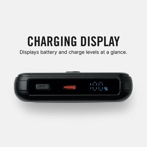 Solid Pick 20W Magnetic Power Bank With Built In Cables 10000mAh Fast Charging Battery showing charging display and battery level.