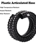 Black plastic articulated hose for solder fume extractor arm, 360 degree flexible duct with detachable hood and nozzle