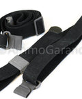 M1 Garand USGI Pattern Web Sling Two Point Black Cotton Made In USA for rifles, showing parkerized steel hardware detail