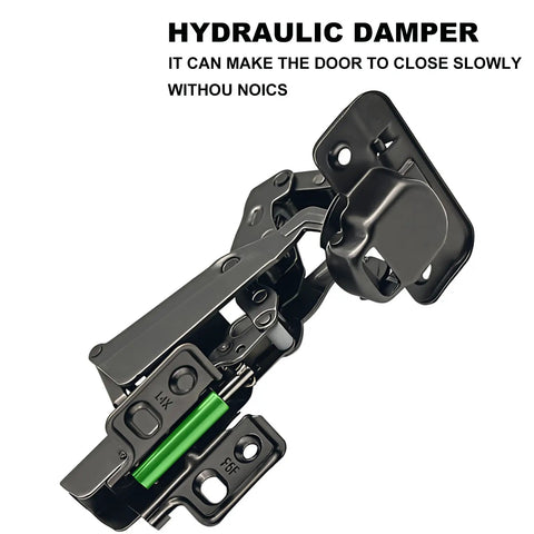 Solid As A Rock 165 Degree Soft Close Cabinet Hinges Gliding Smoother Than Butter For Frameless Kitchen Cupboards And Lazy Susans With Heavy Duty Full Overlay Wardrobe Door Hardware In Satin Nickel Steel Two Pack hydraulic damper close-up image.