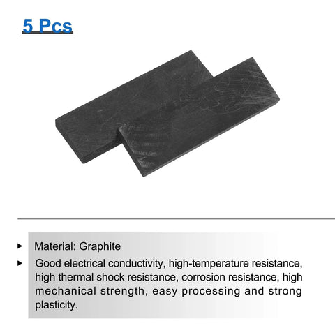 Rectangle Graphite Block Sheet For Melting And Electrolysis, High Purity Graphite Electrode Plate 60x19x5mm Ingot Disk, Pack of Five