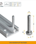 Heavy-Duty 48 Inch All-In-One T-Track And Miter T-Track In One Aluminum Dual Track Extrusion with hex bolt dimensions