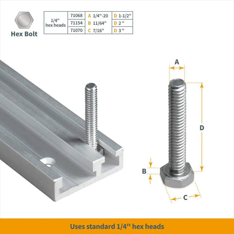 Heavy-Duty 48 Inch All-In-One T-Track And Miter T-Track In One Aluminum Dual Track Extrusion with hex bolt dimensions
