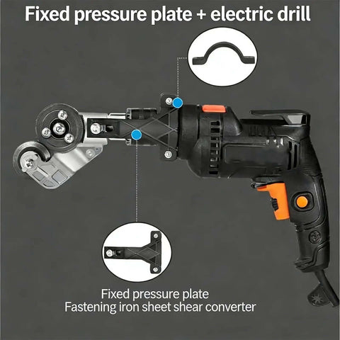 Titanium Drill Nibbler Attachment For Beast Mode Fast Sheet Metal Cutting And Vinyl Slitting Multi Metal Cutter Drill Attachment For Iron Steel Aluminum Copper And More attached to drill