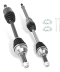 Nissan Altima And Rogue 2.5L CV Axle Shaft Assembly Beefy Replacement Fits 2007 To 2013 Altima Automatic CVT 2008 To 2013 Rogue FWD And 2014 To 2015 Rogue Select 1 Pair showing front view with axles, nuts, and pins