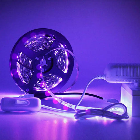 12V DC Power Supply With On Off Switch For LED Strip Lights, 2A 24W White Wall Wart Adapter, 100-240V AC Input, 12V 2A Output, Includes 5.5 By 2.1 Millimeter DC Female Connector, Easy Plug And Play. powering purple LED strip lights