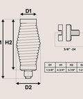 Diagram of Black 2-Piece Heavy-Duty Stainless Steel CB Radio Antenna Spring Mount Base For Offroad UTV ATV SxS, showing dimensions.