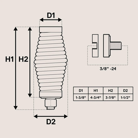 Diagram of Black 2-Piece Heavy-Duty Stainless Steel CB Radio Antenna Spring Mount Base For Offroad UTV ATV SxS, showing dimensions.
