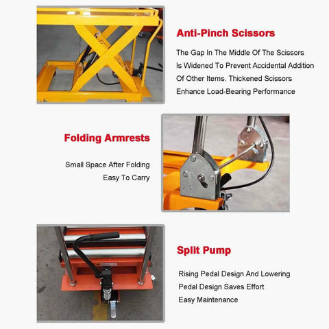 Hefty Load Rated Pedal Hydraulic Table Lifter Powered By Double Scissor Lift And Slick Foot Pump For Zero Drama Height Tweaks Between Two And Five Feet On An Ultra Stable Portable Work Cart With Grip Tight Locking Wheels