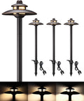 4-pack 3CCT low voltage landscape path lights with adjustable 2700K-4000K temps in ORB die cast aluminum, connector included