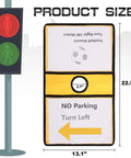 Set Of 12 Yellow Traffic Cone Sleeves With Pockets For Caution Notes And Signs Safety Message Sign Covers with dimensions shown.