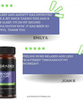 Calcium Supplement For Strong Bones And Joints, bottle displayed with customer reviews emphasizing improved sleep and relaxation.