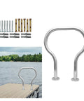 Rock Solid Boat Dock Handrail Heavy Duty Safety Grab Bar For Marina Deck 24 Inch with mounting hardware and water background.