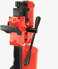 Core drilling unit, red with black handles and vertical stand, Model 8Z1.