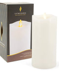 Oversized Flameless Pillar Candle White Unscented Real Wax LED Battery Operated 7.5 Inch Tall Chill Centerpiece With Melted Edge
