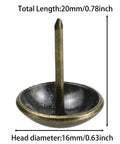 Top Shelf 200 Piece Set Of 5/8 Inch 16 X 20mm Upholstery Tacks Featuring Solid Round Bronze Heads Heavy Duty Iron Furniture Nails close-up view.