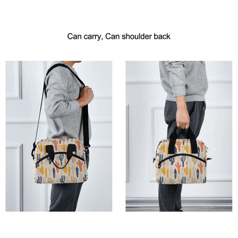 Person carrying Desert Cacti Insulated Lunch Cooler Bag 10L Leakproof Portable Lunch Box with shoulder strap and handles