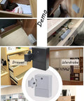 Hidden RFID Electronic Cabinet Lock for Wooden Cabinets, Drawers, and Cupboards in use on various wooden storage units, black