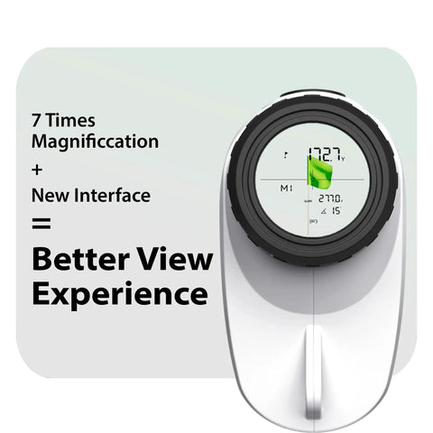 Bang For Your Buck Budget Friendly Golf And Hunting Rangefinder With Seven X Magnification, viewed from above