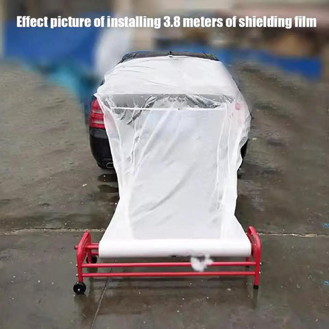 Rolling Masking Film Machine With Mobile Stand On Wheels For Car Paint Repair And Body Shop Easy On Site Masking Paper System