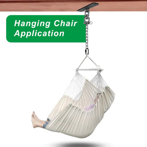 Heavy Duty Hammock Chair Hardware Kit With Chain And Swivel, 360 Degree Rotation, 600 Lb Capacity in use