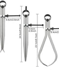 Three-view image of Acrux7 8-inch carbon steel spring caliper set, outside divider calipers for wood turning
