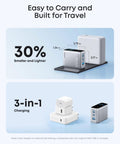 Powerful 100W GaN USB C Charger With 3 Ports And Real Time Smart Display For Quick Charge On Phones Tablets Laptops And More Great For Travel And Home Office Use With Real Time Power Readouts, compact silver cube