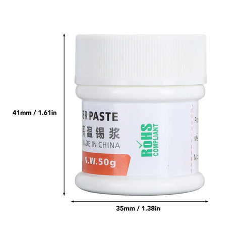 Non Corrosive Solder Paste For Electronics Repair, 25 To 45 Micron Flux Particles, Melts At 158 To 199 C, 50g jar