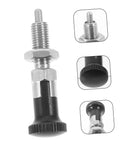 Top Shelf Hand Retractable Spring Plunger With Knurled Grip Locking Positioning Pin For Toolboxes And Rolling Cabinet Self Adjusting Industrial Hardware close-up showing stainless steel, knurled grip, and design.
