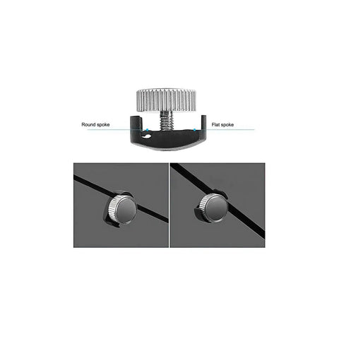 Universal Wheel Magnet For Road, Mountain, And Gravel Bikes, No Tool Needed Hand Install, fits round and flat spokes, shown.