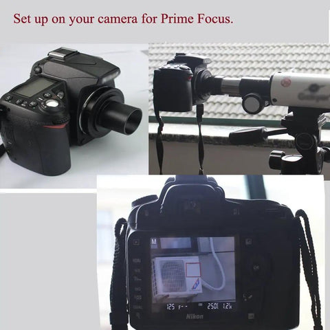 Set up of DSLR with 1.25 Inch Variable Telescope Camera Adapter For Prime Focus And Eyepiece Projection Astro Photography.