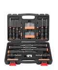 Top Tier 54 In 1 Screwdriver Set With Precision Torx Hex Bits And Chrome Vanadium Steel For Heavy Duty Hand Tools Jobs That Will Save The Day And Make You Feel Like A Total Boss. Black case with 54-piece screwdriver set, chrome vanadium steel bits, and organized handles.
