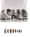 Pro Grade Engine Key And Half Moon Wedge Set In Storage Box Carbon Steel Spring Wedges displayed in transparent box